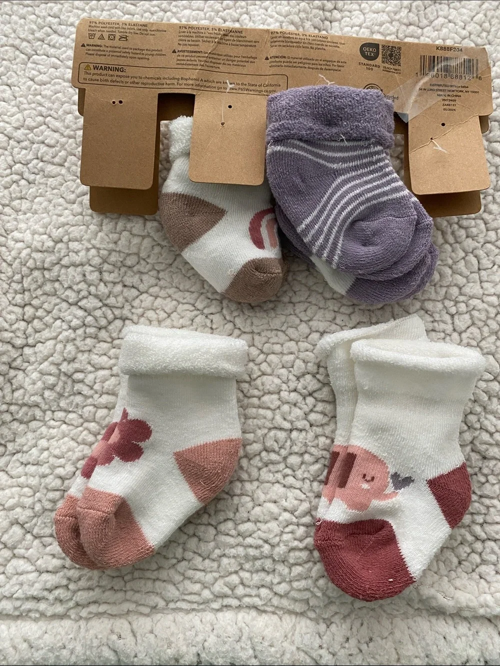 5 pairs KIT+PEARL Baby Terry Socks